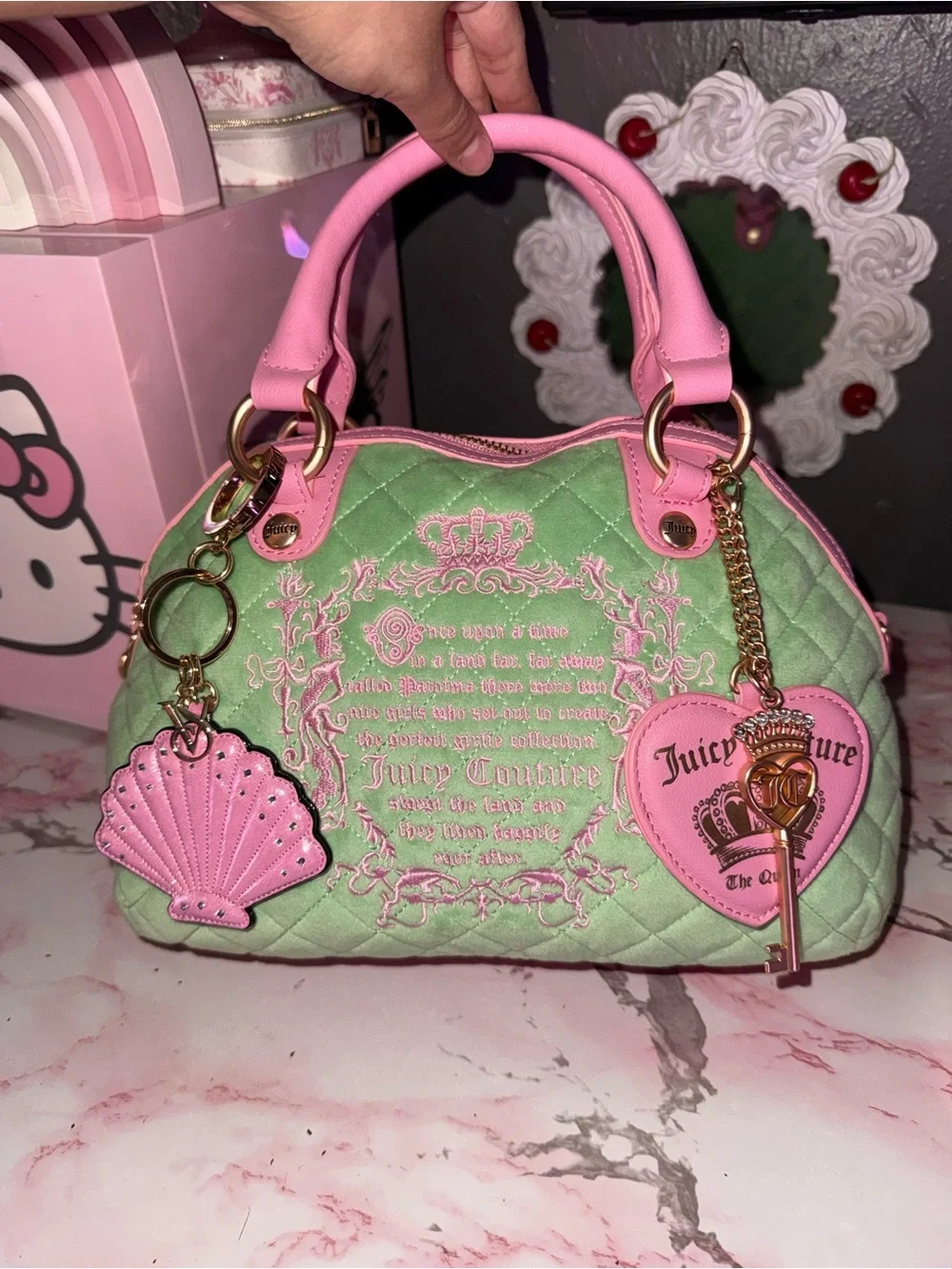 Juicy Couture “Once Upon A Time” Quilted Bowler Bag / Purse